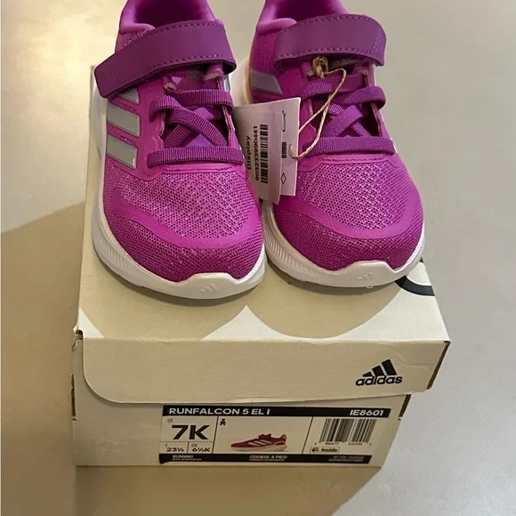 Adidas Kids' Vibrant Purple and Yellow Sneakers - Picture 3 of 4